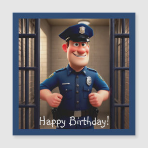 Carte Magnétique Joyeux anniversaire du policier