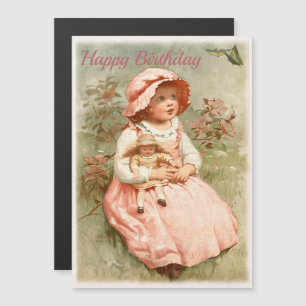 Carte Magnétique Joyeux anniversaire - Enfant Holding Doll Design V