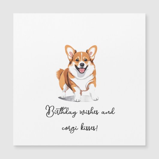 Carte Magnétique 'Joyeux Anniversaire Vœux Et Bisous De Corgi' Ador (Devant)