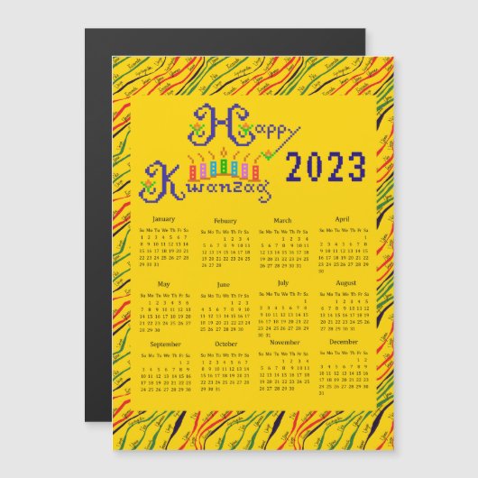 Carte Magnétique Joyeux Calendrier des mains de Kwanzaa (Devant / Derrière)