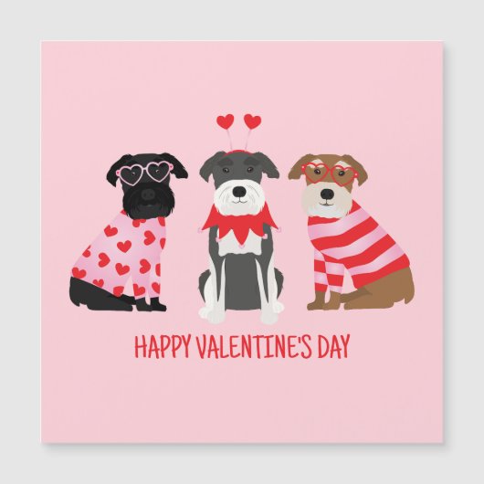 Carte Magnétique Joyeux Chiens Schnauzer de la Journée des Valentin (Devant)