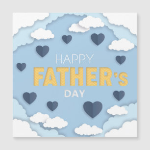 Carte Magnétique Joyeux coeur bleu Fête des pères dans le ciel