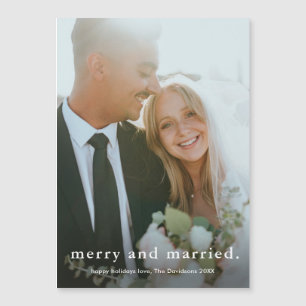 Carte Magnétique Joyeux et Mariés Simple Photo de Mariage de Noël