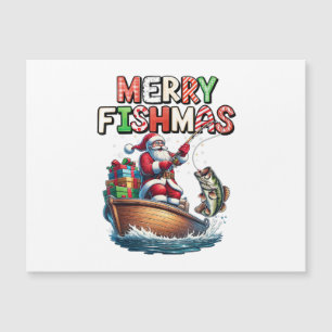 Carte Magnétique Joyeux Fishmas Santa Amoureux de la Pêche Drôle de