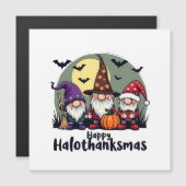 Carte Magnétique Joyeux Hallothanksmas Xmas Halloween Gnomes (Devant / Derrière)