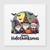 Carte Magnétique Joyeux Hallothanksmas Xmas Halloween Gnomes (Devant)