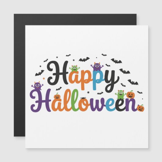 Carte Magnétique Joyeux Halloween Monstres (Devant / Derrière)