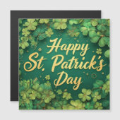 Carte Magnétique Joyeux jour de la Saint-Patrick, motif de trèfle (Devant / Derrière)
