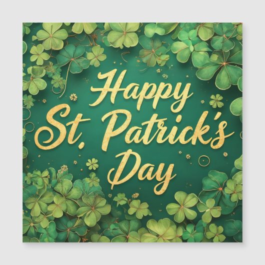 Carte Magnétique Joyeux jour de la Saint-Patrick, motif de trèfle (Devant)