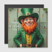 Carte Magnétique Joyeux Leprechaun de la Saint-Patrick (Devant / Derrière)