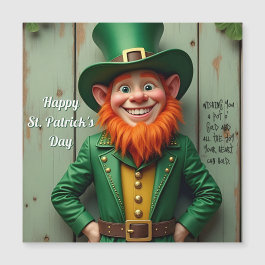 Carte Magnétique Joyeux Leprechaun de la Saint-Patrick (Devant)