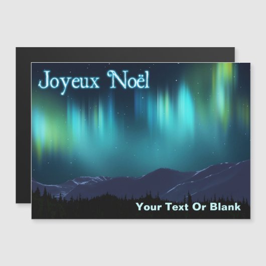 Carte Magnétique Joyeux Noё l - Aurora Borealis (Devant / Derrière)