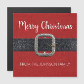 Carte Magnétique Joyeux Noël à la Ceinture de Père Noël (Devant / Derrière)