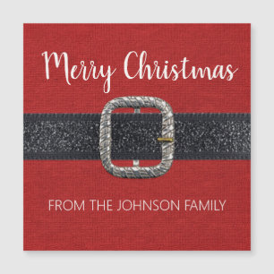 Carte Magnétique Joyeux Noël à la Ceinture de Père Noël