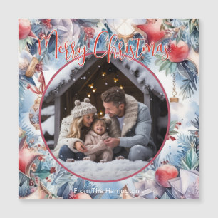 Carte Magnétique Joyeux Noël aquarelle photo décorative
