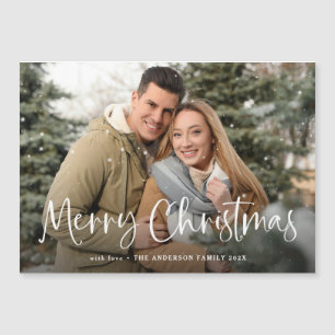 Carte Magnétique Joyeux Noël avec votre famille Photo Grey