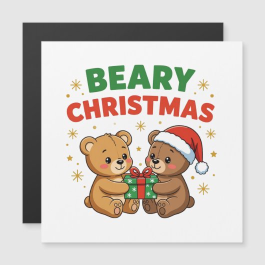 Carte Magnétique Joyeux Noël Beary (Devant / Derrière)