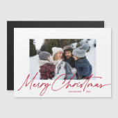 Carte Magnétique Joyeux Noël Calligraphie Script Simple Photo (Devant / Derrière)