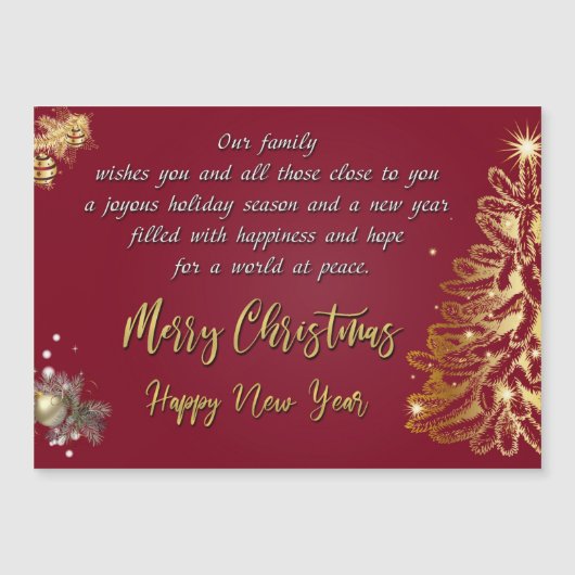 Carte Magnétique Joyeux Noël et Joyeux Nouvel An (Devant)