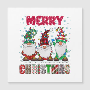 Carte Magnétique Joyeux Noël Gnome Famille Drôle d'arbre de Noël