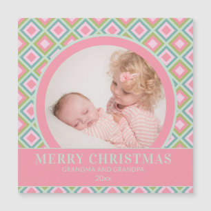 Carte Magnétique Joyeux Noël Grands-Parents Photo Pastel
