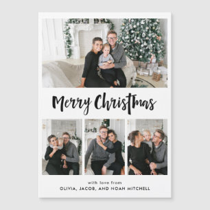 Carte Magnétique Joyeux Noël Grille multiphoto noir et blanc