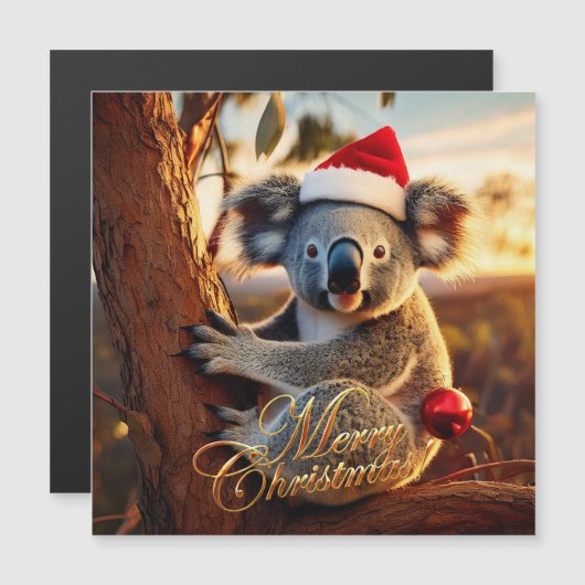 Carte Magnétique Joyeux Noël Koala assis à Gumtree (Devant / Derrière)