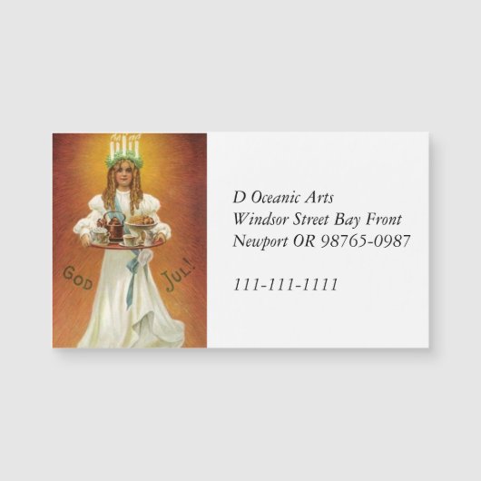 Carte Magnétique Joyeux Noël ! Lucia avec des friandises (Devant)