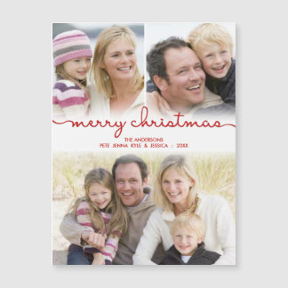 Carte Magnétique Joyeux Noël Mains Lettrées Frosty Photo Collage