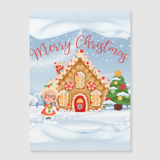 Carte Magnétique Joyeux Noël Maison en pain d'épices (Devant)