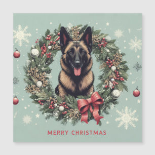 Carte Magnétique Joyeux Noël Malinois Belge Chien Xmas
