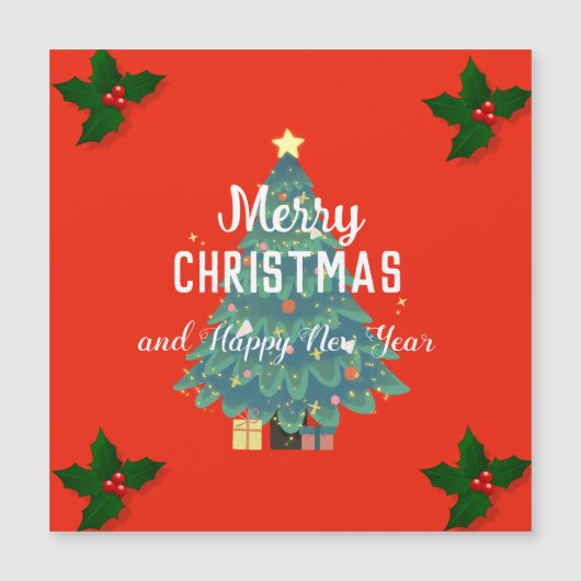 Carte Magnétique Joyeux Noël moderne et joyeux jour férié (Devant)