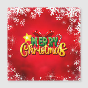 Carte Magnétique Joyeux Noël Noël Noël Noël Rouge Vert Or Vacances