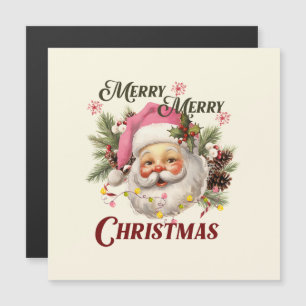 Carte Magnétique Joyeux Noël - Père Noël rose