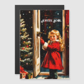 Carte Magnétique Joyeux Noël - petite fille (Devant / Derrière)