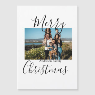 Carte Magnétique Joyeux Noël photo de famille moderne élégante rust