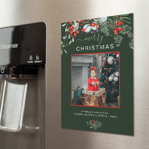 Carte Magnétique Joyeux Noël Photo Green Holiday