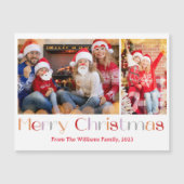 Carte Magnétique joyeux noël rétro calligraphie 2 photos aimant (Devant)