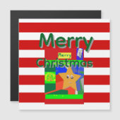 Carte Magnétique Joyeux Noël rose rouge  (Devant / Derrière)