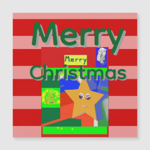 Carte Magnétique Joyeux Noël Rose Rouge Vert