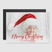 Carte Magnétique Joyeux Noël rouge moderne photo (Devant / Derrière)