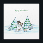 Carte Magnétique Joyeux Noël! Snowman avec chat et chiot<br><div class="desc">Joyeux Noël! Snowman avec chat et chiot - petit chien ~~~ dessin au crayon de couleur par Krisi ArtKSZP ~~~ Catégorie du magasin >>> Joyeux Noël pour enfants >>>> Snowman avec chat et chiot</div>