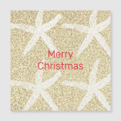 Carte Magnétique Joyeux Noël Starfish Gold Red White Glitt (Devant)