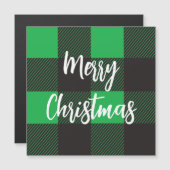 Carte Magnétique Joyeux Noël vert carreauté (Devant / Derrière)