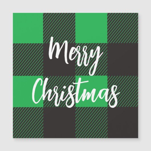 Carte Magnétique Joyeux Noël vert carreauté (Devant)