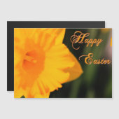 Carte Magnétique Joyeux Pâques Jaune Printemps Daffodil Fleur (Devant / Derrière)