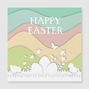 Carte Magnétique Joyeux Pâques, nature printanière vacances de Pâqu