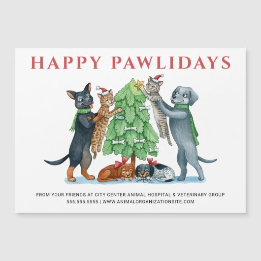Carte Magnétique Joyeux Pawlidays Holiday (Devant)