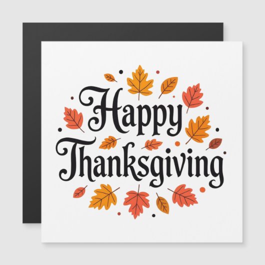 Carte Magnétique Joyeux Thanksgiving (Devant / Derrière)