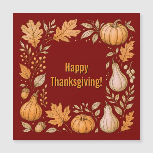 Carte Magnétique Joyeux Thanksgiving (Devant)